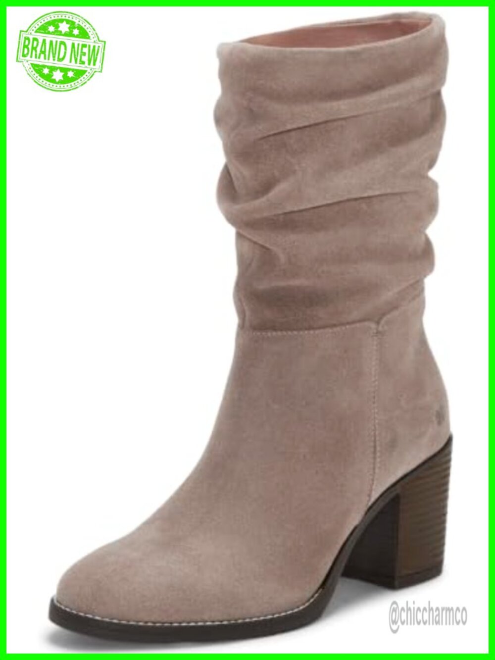 Suede Almond Toe Ankle Bootie Stacked Heel Fall Casual Boot